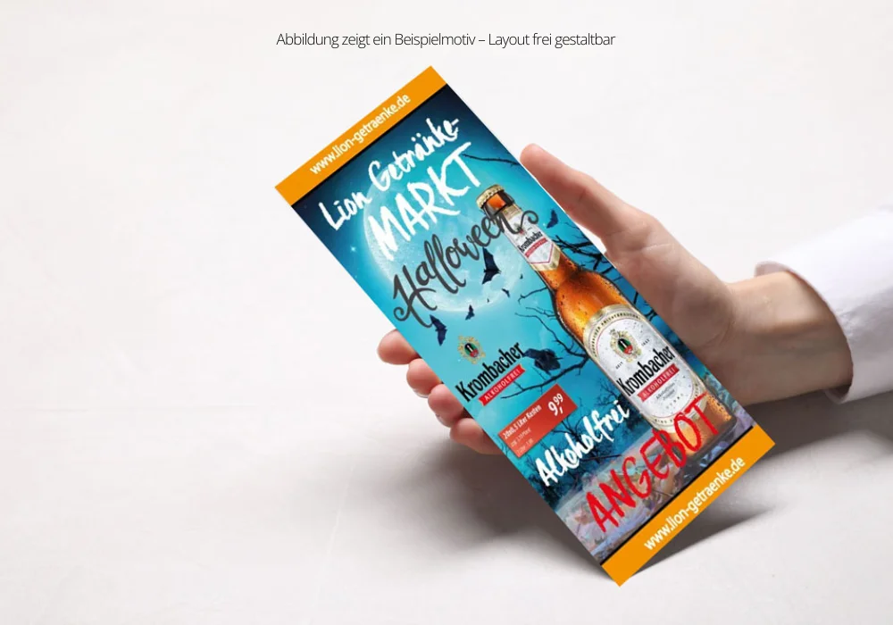 Frank Halloween Getränke-Flyer DIN Lang Wickelfalz 6–8 Seiten