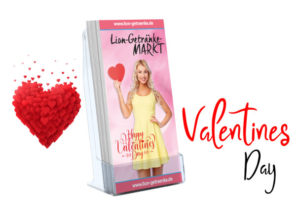 Frank Getränke Flyer Valentinstag ( DIN Lang Falzflyer Hochformat)