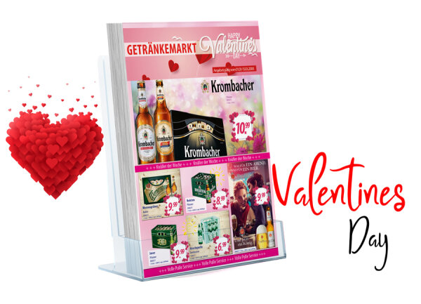 Karl Getränke-Flyer Valentinstag ( A4 Hochformat / 4 Seiten )