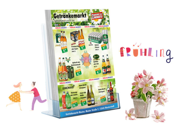 Karl Getränke-Flyer Frühling( A4 Hochformat / 4 Seiten )