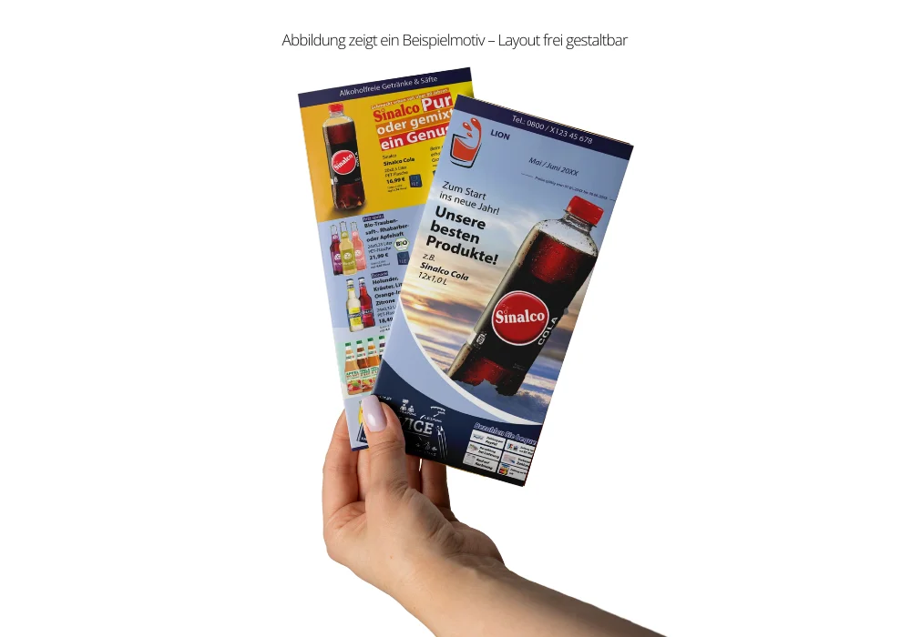 Flyer Freigestaltung DIN Lang Hochformat 6 Seiten Wickelfalz