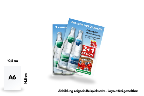 Flyer, DIN A6, beidseitig bedruckt
 (7,4 x 10,5 cm)