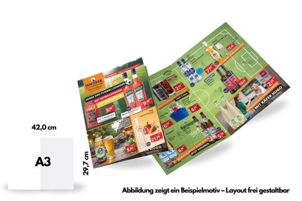 Flyer, DIN A3, beidseitig bedruckt
 (29,7  x 42,0 cm)