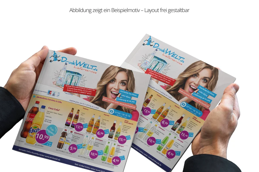 Flyer A4 Quadrat beidseitig bedruckt 21 x 21 cm